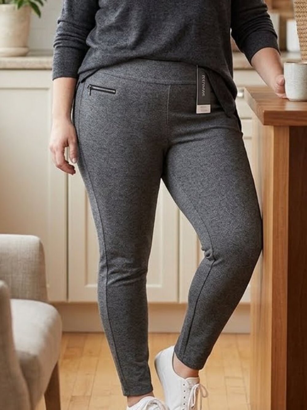 Reitmans Women's Grey Stretch Ankle Leggings Size 18 Pull-On Narrow Leg Casual